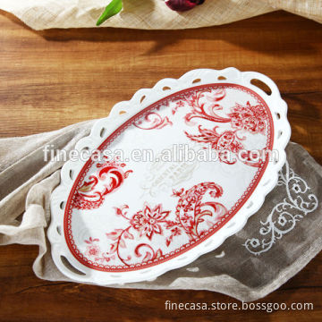 15 Inches Elegant Fine New Bone China Oval Plate Dish of Oriental Manor
